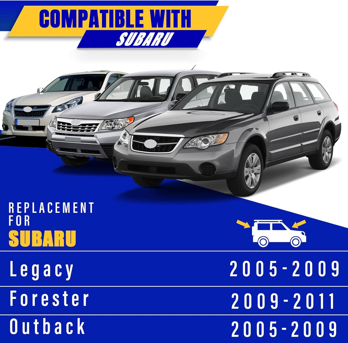3 wipers Replacement for 2012-2018 Subaru Forester/2015-2019 Subaru Outback, Windshield Wiper Blades Original Equipment Replacement - 26"/17"/14" (Set of 3) U/J HOOK - Colors B