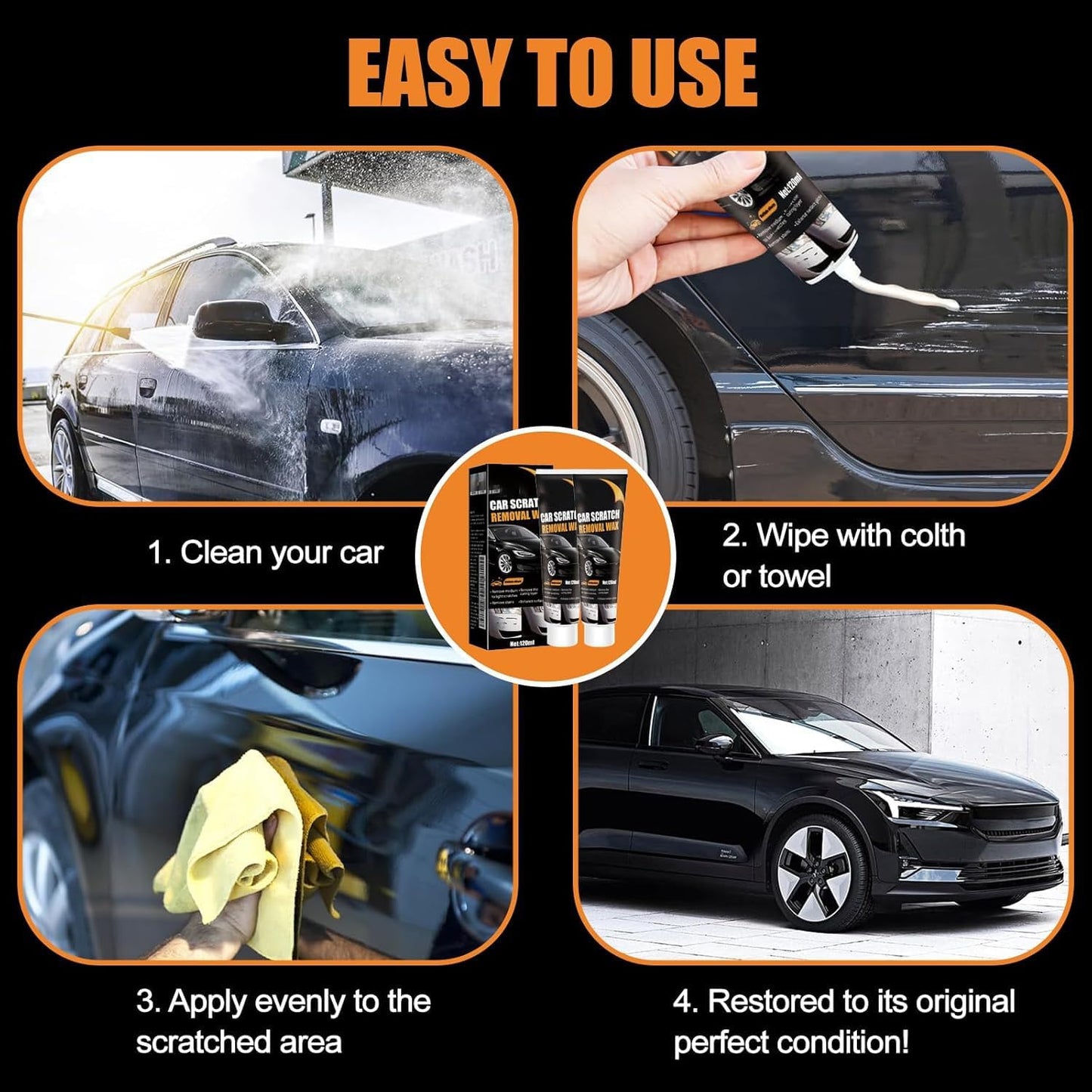 2PCS Scratch Remover for Vehicles, 2026 New Car Scratch Removal Wax, Car Scratch Repair Paste Car Scratch Remover Kit, Cars Paint Scratchs Repair Kit with Wipe Sponge