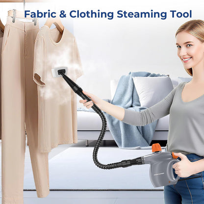 Steam Cleaner, Pressurized Handheld 13pcs Multi-Purpose Natural Deep Cleaning Steamer, Portable Steamer for Cleaning Home, Grout, Kitchen, Car, Window, Upholstery, Bathroom and Clothes, White