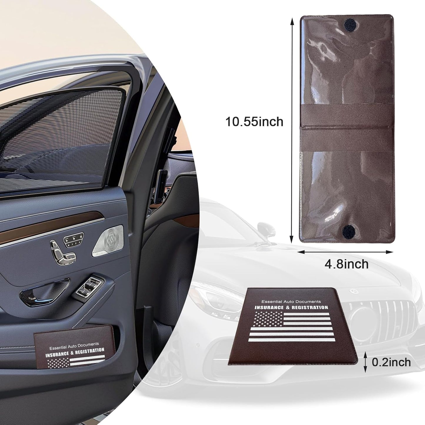 Ziciner Car Registration Insurance Holder, 2Pack Essential Auto Card Document Glove Box Organizer with Touch Fastener, Vehicle Interior Accessories Perfect for Most Car, Truck, SUV (Red/Small Car)