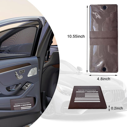 Ziciner Car Registration Insurance Holder, 2Pack Essential Auto Card Document Glove Box Organizer with Touch Fastener, Vehicle Interior Accessories Perfect for Most Car, Truck, SUV (Red/Small Car)
