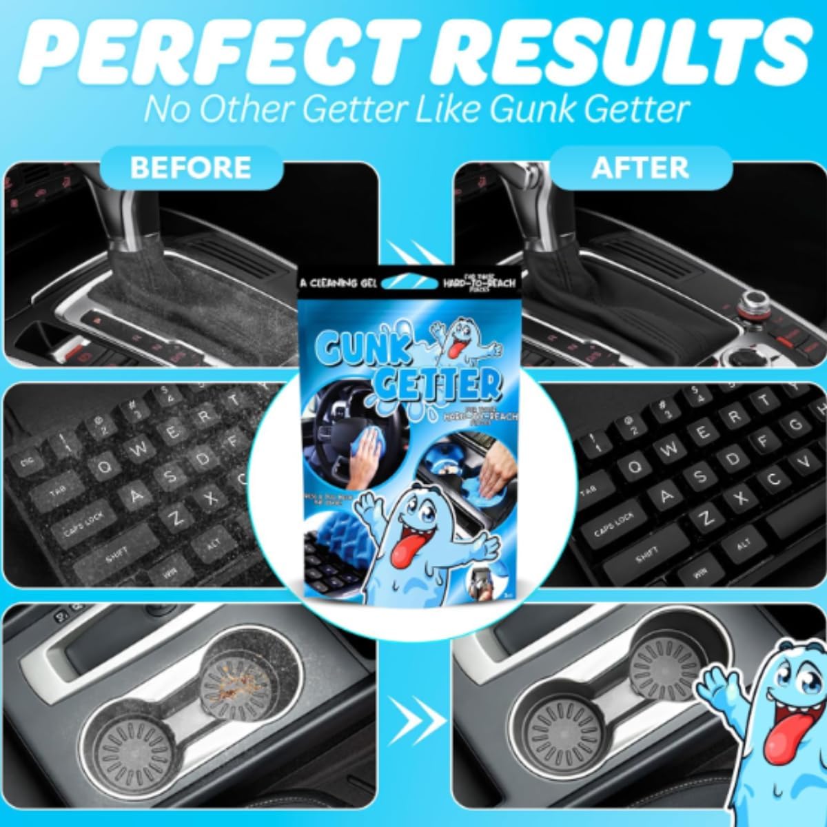 Car Cleaning Gel 12 Pack for Those Hard to Reach Places, Automotive Cup Holder Electronic Keyboard Office, Slime Gel Cleaner Dust Crumb Removal (Resealable Pouch, Blue, 3oz) 12 Pack