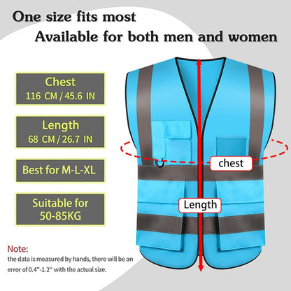 Safety Vests 20 Pack,Hi Vis Construction Vest with 5 Pockets and Zipper,Reflective Vest for Men Women Work One Size