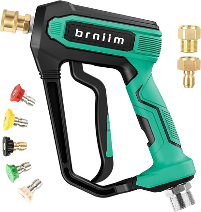 Pressure Washer Gun with Foam Cannon Car Wash Kit, Dual Channels-Foam/Water in 1s,1/4 Inch Quick Dual Connector Accessory for Car Wash Foam Gun & Pressure Washer Gun,with 5-Nozzle 3/8″ Swivel QC