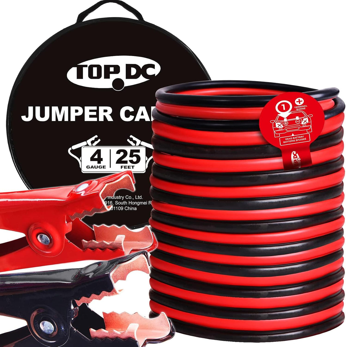 TOPDC 4 Gauge 20 Feet Jumper Cables for Car, SUV and Trucks Battery, Heavy Duty Automotive Booster Cables for Jump Starting Dead or Weak Batteries with Carry Bag, (TD-P0420)