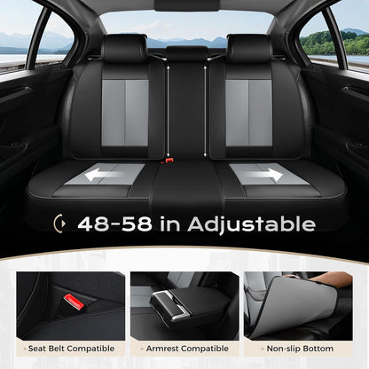 Coverado Seat Covers Full Set, Black Seat Covers for Cars 5 Seats, Car Seat Protector, Waterproof Nappa Leather Car Seat Cushion, Front and Rear Car Seat Cover Fit for Most Sedans SUV Pick-up Truck - Colors B