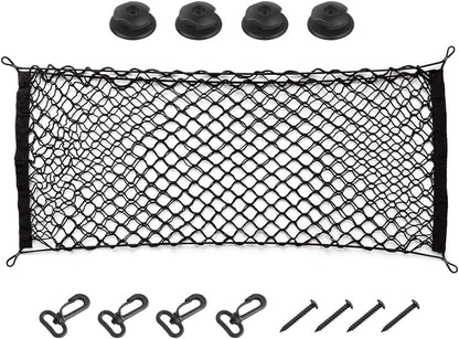 Car Rear Cargo Net, Adjustable Elastic Storage Organizer Net, Trunk Cargo Storage Net, Universal Fit for Car, Vehicle, SUV (43.3"x 15.8")