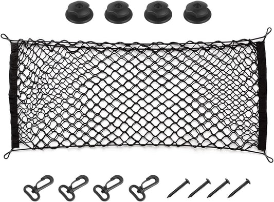 Car Rear Cargo Net, Adjustable Elastic Storage Organizer Net, Trunk Cargo Storage Net, Universal Fit for Car, Vehicle, SUV (43.3"x 15.8")
