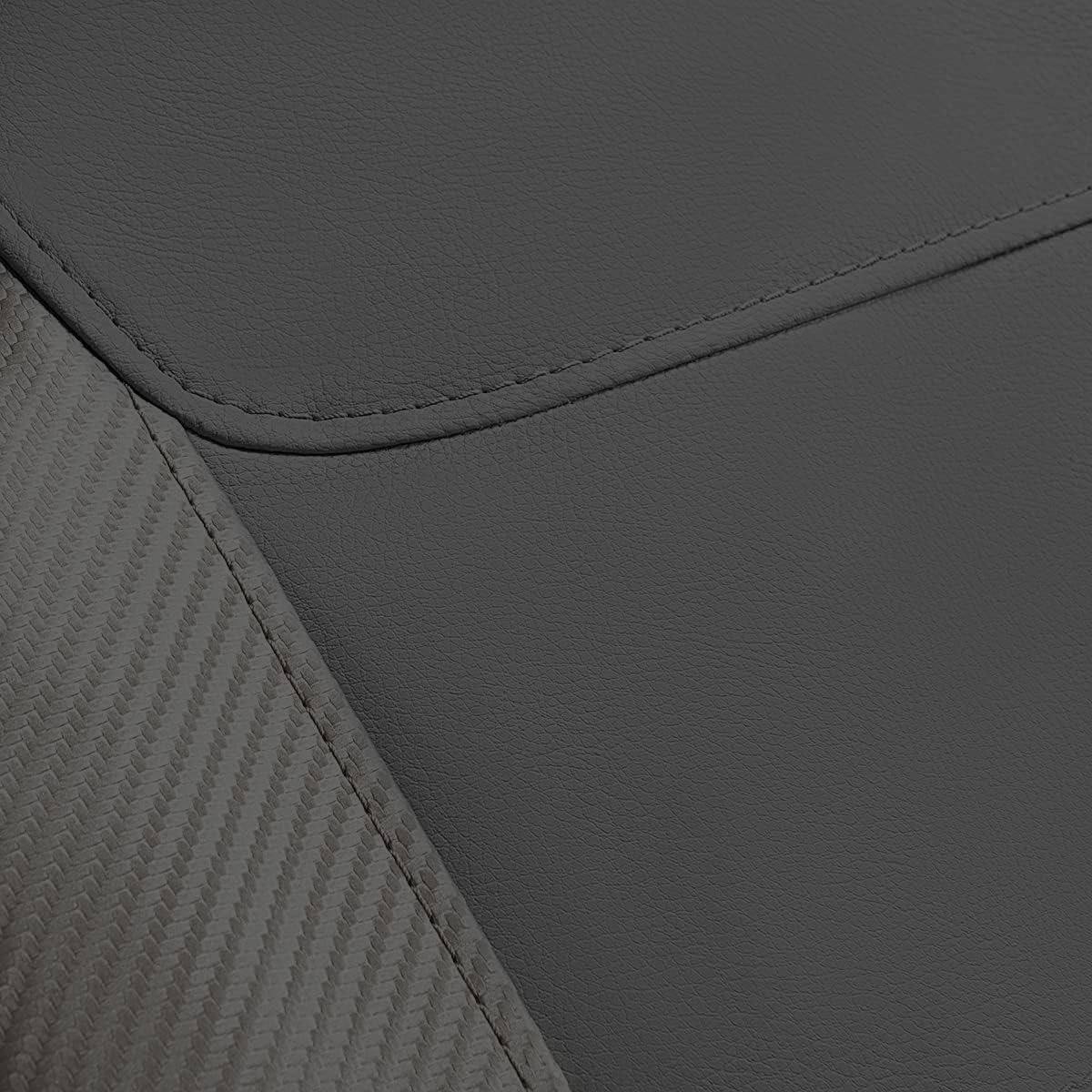 Flying Banner Carbon Fiber Leather Vehicle Seat Covers, Leopard Gray Black, Universal Fit - 8PCS