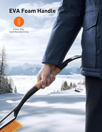 AstroAI 27" Snow Brush and Ice Scrapers for Car Windshield, Detachable Snow Scrapers with Ergonomic Foam Grip for Cars, Trucks, SUVs (Heavy Duty ABS, PVC Brush, Blue)