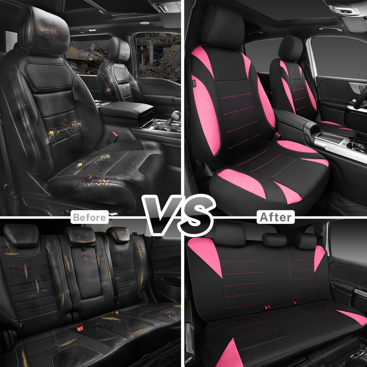 CAR PASS Waterproof Car Seat Covers Front Seats Only with 5mm Composite EVA, Neoprene Car Seat Cover with Separate Headrest Cover, Quick Setup Universal Fit for Car SUV Trucks,Airbag Compatible（Gray