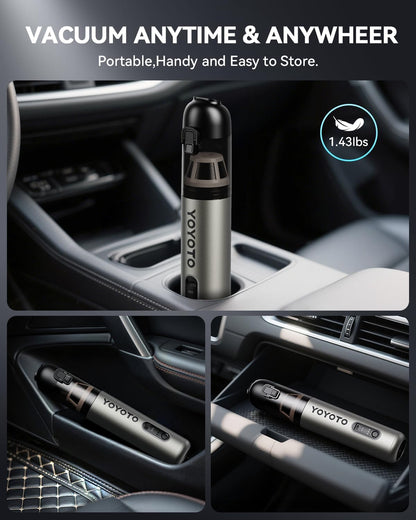 Car Vacuum, Handheld Vacuum Cordless with 21000Pa Powerful Suction & 3 Modes, 4-in-1 Portable Hand Held Mini Vacuum Cleaner Rechargeable, Ultra Light for Car Home Office (Black)