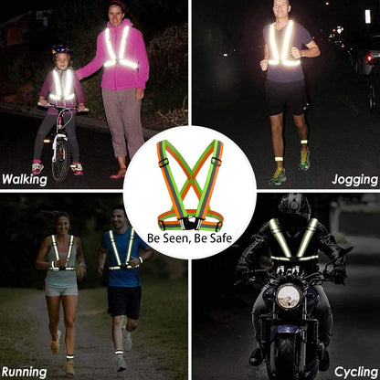 Reflective Safety Vest 2pcs - High Visibility Vest Adjustable Straps for Outdoor Jogging, Cycling, Walking and Riding