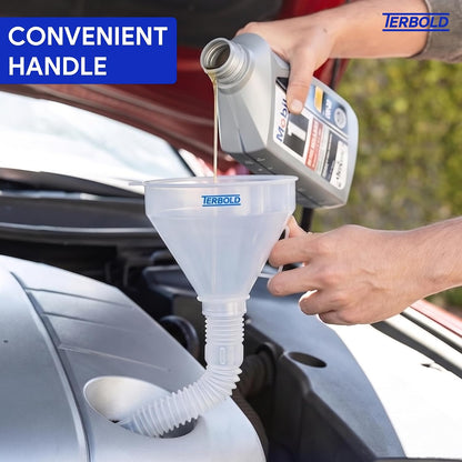 Automotive Flex Funnel with Hose | Wide Mouth Flexible Oil Funnel for Automotive Use - Gas, Transmission Fluid, Car Fuel, Oil Change (Blue)