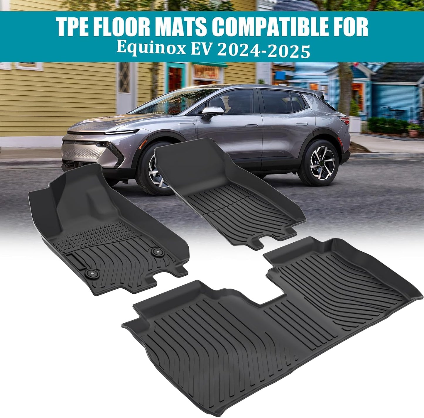 All Weather Floor Mats for 2016-2019 Chevy Cruze (No Fit 2016 Cruze Limited), Chevy Cruze Floor Mats, 1st and 2nd Maximum Coverage, 3D Waterproof TPE Rubber Protector Car Mats Full Set Liners