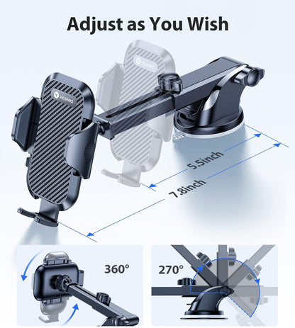 VICSEED 2026 Ultimate Sturdy Car Phone Holder [Upgraded 95+LBS Strongest Suction] Universal Long Arm Cellphone Mount for Car Dashboard Windshield Vent Truck Boat for iPhone 17 16 Pro Max & Android