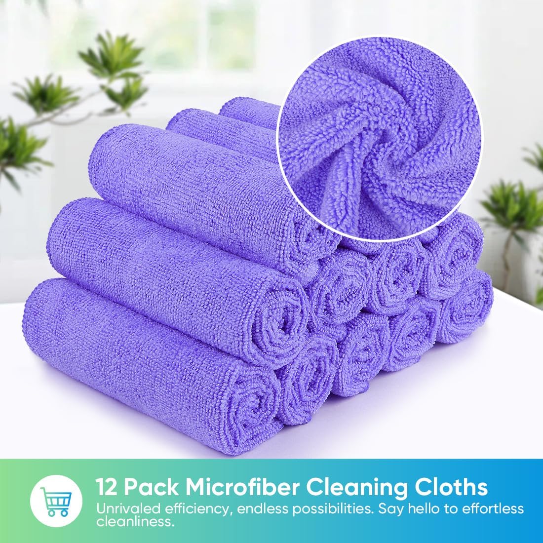 HOMEXCEL Grey Microfiber Cleaning Cloth, 12 Pack Premium Microfiber Towels for Cars, Lint Free, Scratch-Free, Highly Absorbent, Reusable Cleaning Rags for Car, Household, Kitchen, Window, 11.5"X11.5"