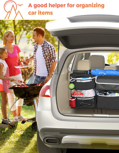 Oasser Back Seat Trunk Organizer Hanging Car Organizer Foldable Cargo Storage with 6 Large Pockets 3 Adjustable Straps 40x19inch