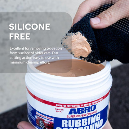 ABRO Polishing Compound 10 oz — Fine Cut Car Polish & Scratch Remover for Vehicles, Oxidized Paint, Swirl Marks, Scuffs, Dull Finish, Buffing & High-Gloss Auto Detailing
