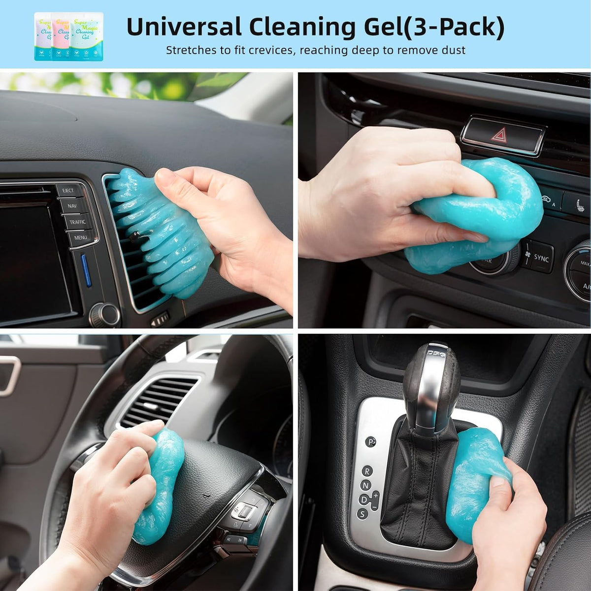 Cleaning Gel for Car Detailing Putty Car Vent Cleaner Goo Cleaning Putty Gel Auto Detailing Tools Car Interior Cleaner Dust Cleaning Mud for Cars Dust Cleaner Slime Keyboard Cleaner Gel (1Pack)