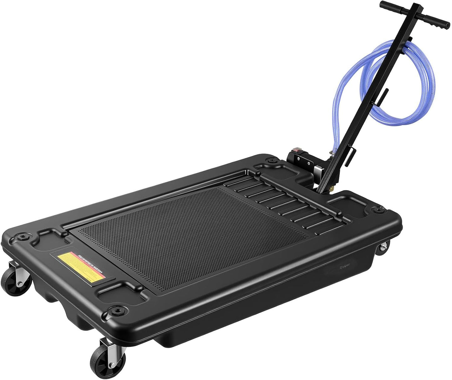 VEVOR Low Profile Oil Drain Pan, 17 Gal Capacity, Rolling Oil Drain Pan with 110V High-Flow Electric Pump, 7.2 ft Hose & T Folding Handle, Leak-proof & Corrosion-resistant, Fit for Trucks, ATVs, Black