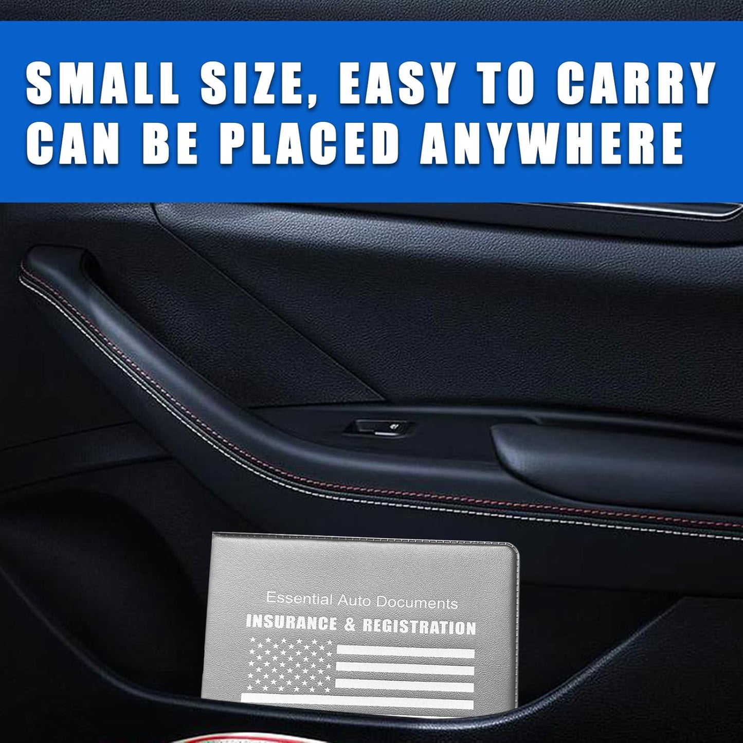 Ziciner Car Registration Insurance Holder, 2Pack Essential Auto Card Document Glove Box Organizer with Touch Fastener, Vehicle Interior Accessories Perfect for Most Car, Truck, SUV (Red/Small Car)