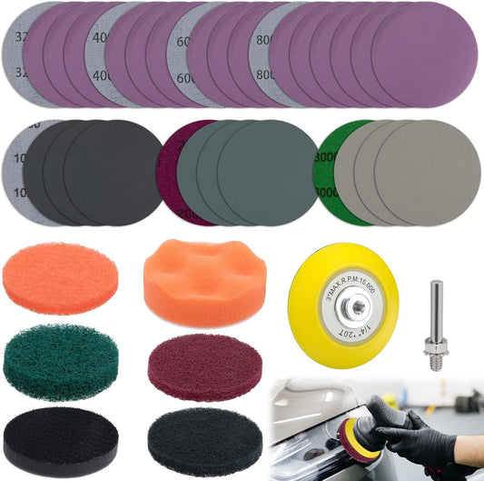 BFXM 38Pcs Car Headlight Restoration Kit, 3 Inch Headlight Polishing Kit, Headlight Cleaning Kit with Sanding Disc Scouring Pad Polishing Pad Suitable for Drill Universal for All Type of Car Headlight