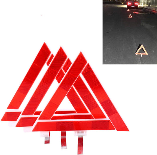 8MILELAKE 3 Pack Vehicle Safety Triangles Warning Reflector Highly Emergency Early Warning Roadside Tool