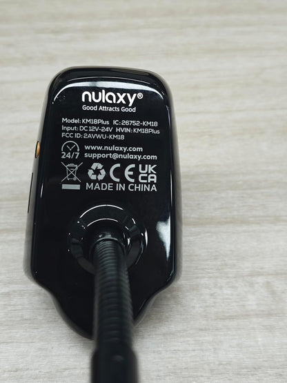 Nulaxy KM18 Plus Bluetooth 5.4 Car Adapter with 48W Fast Charging PD 30W & QC3.0 18W, 1.44" Screen Wireless Radio FM Transmitter with Flexible Gooseneck, Supports Hands-Free Call, TF Card & AUX, Black