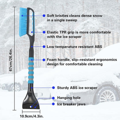 Snow Brush and Ice Scraper for Car Windshield,26.4" Window Scraper Deicer for Car SUV and Truck,Ice Scrapers and Brushes 2 in 1,Winter Car Automotive Exterior Accessories(1Pack Orange)
