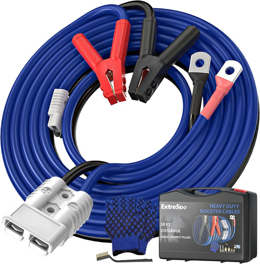 EXTRESPO Heavy Duty Jumper Cables - 4 Gauge 20 Feet 600Amp Automotive Booster Cables for Car Battery, for Car, SUV and Trucks, Jumper Cables Kit with Carry Bag, Gloves, Brushes (4 Gauge 20 FT)…