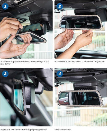 JOYTUTUS Rearview Mirror, 12 Inch Panoramic Interior Clip-on Wide Angle Convex Universal Rear View Mirror to Reduce Blind Spot Effectively for More Car SUV Trucks -Clear