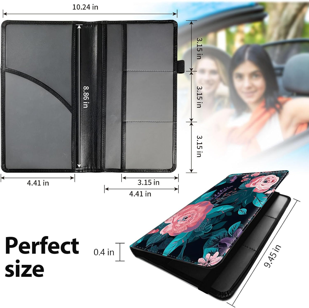 Car Registration and Insurance Holder, Leather Car Glove Box Organizer, Cool Car Accessories for ID, Driver's License Cards & Essential Document, business cards, Men&Women, Retro Audio Cassette