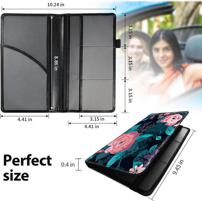 Car Registration and Insurance Holder, Leather Car Glove Box Organizer, Cool Car Accessories for ID, Driver's License Cards & Essential Document, business cards, Men&Women, Retro Audio Cassette