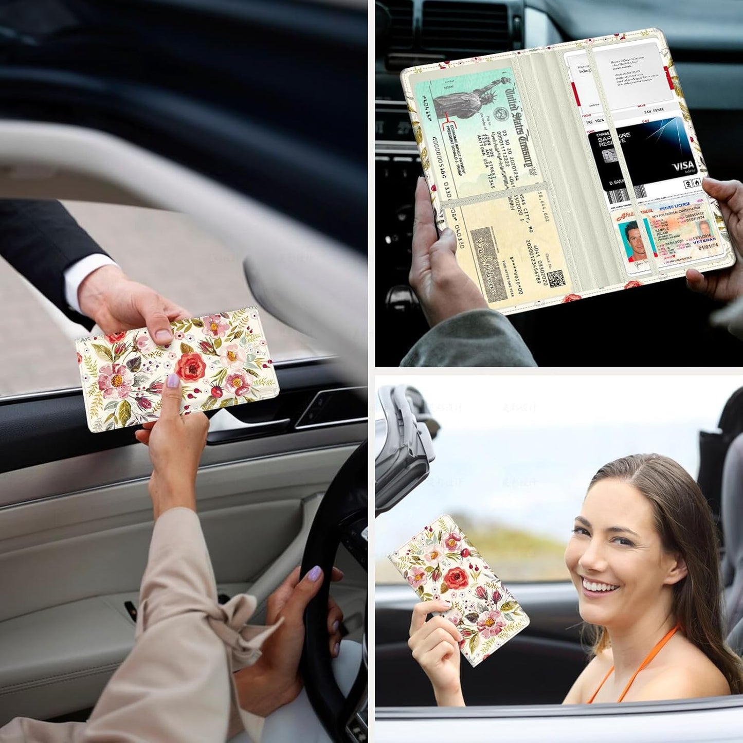 Car Registration and Insurance Holder，Colour Patterns Men Women Car License Document Registration and Insurance Card Holder