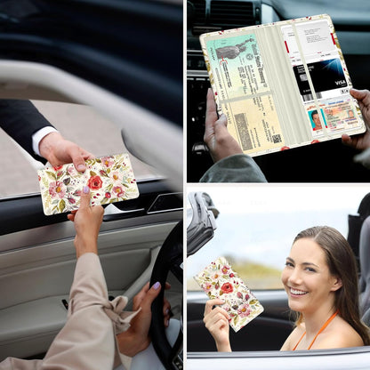 Car Registration and Insurance Holder，Colour Patterns Men Women Car License Document Registration and Insurance Card Holder
