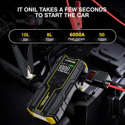 4000A Portable Jump Starter for Car, 12V Jump Box for Engine Max 7.0L Gas/5.5L Diese, Jumper Starter Battery Charger Pack with LED Flashlight & USB Port