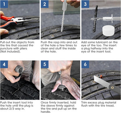 PINKJOY 36 Pcs Tire Plug Kit, Heavy Duty Tire Repair Kit for Car, Motorcycle, ATV, Jeep, Truck, Tractor Flat Tire Puncture Repair Tools