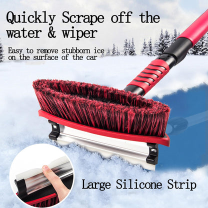 42" Car Snow Brush & Ice Scraper Red Snow Brush for Car Extendable, Upgraded Heavy Duty Pivoting Snow Broom for SUV Trucks Windshield Snow Cleaning