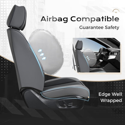 Coverado Seat Covers Full Set, Black Seat Covers for Cars 5 Seats, Car Seat Protector, Waterproof Nappa Leather Car Seat Cushion, Front and Rear Car Seat Cover Fit for Most Sedans SUV Pick-up Truck - Colors A
