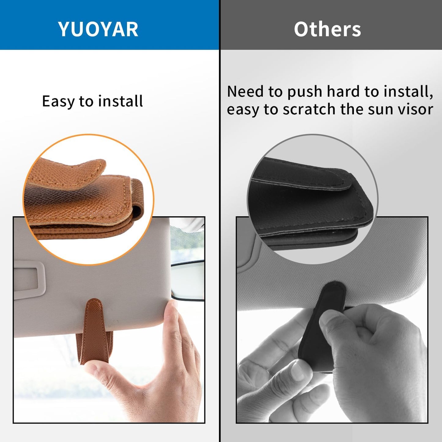 Yuoyar 2 Packs Magnetic Sunglass Holder for Car Visor (Grey) | Magnetic Interior Car Accessories