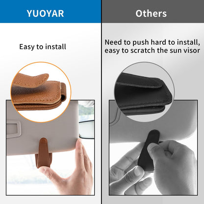Yuoyar 2 Packs Magnetic Sunglass Holder for Car Visor (Grey) | Magnetic Interior Car Accessories