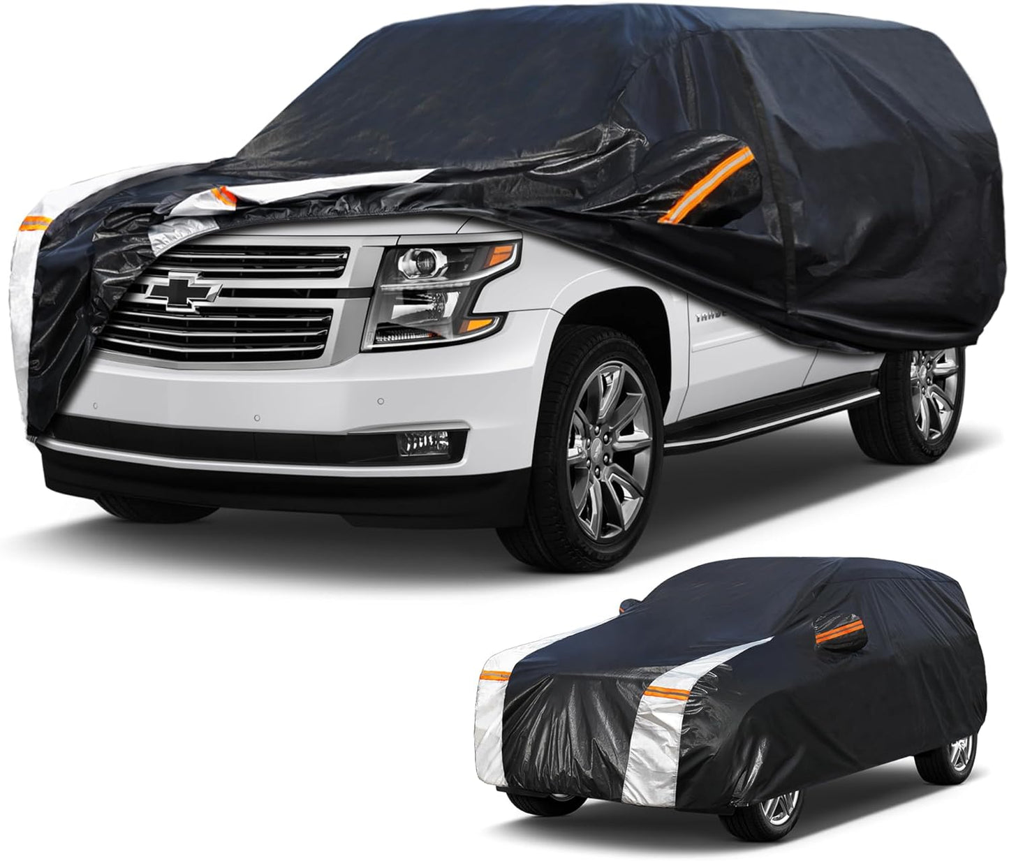Large SUV Car Cover for Chevy Suburban 100% Waterproof All Weather, Heavy Duty Outdoor Full Exterior Covers Rain Sun Wind UV Protection. - Colors A