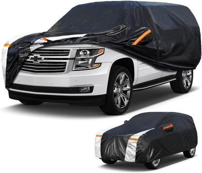 Large SUV Car Cover for Chevy Suburban 100% Waterproof All Weather, Heavy Duty Outdoor Full Exterior Covers Rain Sun Wind UV Protection. - Colors A