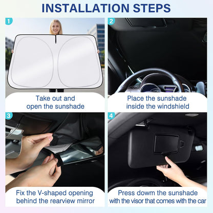 Iridescent Sun Shade for Car Windshield, Foldable Universal Car Windshield Upgrade Sunshade Enhanced UV Rays Reflective Sun Visor Shade Keeps Vehicle Cool