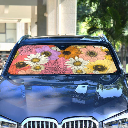 Black Leopard Car Windshield Sun Shade Animal Skin Print Foldable UV Ray Sun Visor Protector Sunshade to Keep Your Vehicle Cool (51" x 27.6")