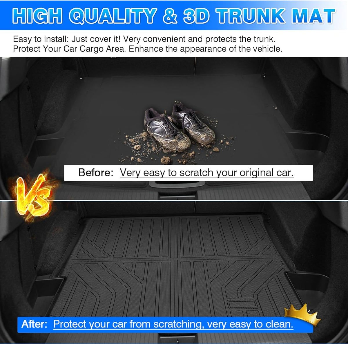 Rav4 Cargo Liner - Trunk Mat for Toyota RAV4 2019-2024 2025, All Weather Cargo Mat for rav4 Accessories, Heavy Duty (Fit for All Models)