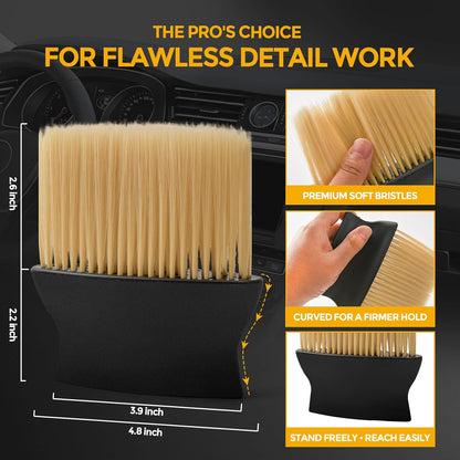 4PCS Car Detailing Brush Kit - Ultra Soft Boars Hair Car Interior Detailing Brushes, Includes 4 Different Brushes, Multi-use for Cleaning Interior or Exterior - Perfect Car Accessory Gift