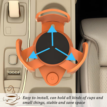 2 in 1 Car Cup Holder Expander, Multifunctional 360° Rotating Vehicle Cup Holder Adapter with Adjustable Base, Auto Interior Drinks Bottles Expander, Universal for Sedan RV Truck