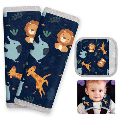 Seat Belt Cover Pad for Baby, Soft Seatbelt Cushion Covers for Kids 2Pcs Car Seat Strap Shoulder Pads for All Car Seats, Stroller, High Chair,Blue Dinosaur
